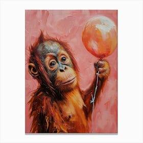 Cute Orangutan 3 With Balloon Canvas Print