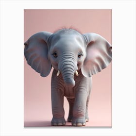 Cute Baby Elephant Nursery Ilustration (3) Canvas Print