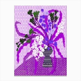 Purple Flowers In A Vase 1 Canvas Print