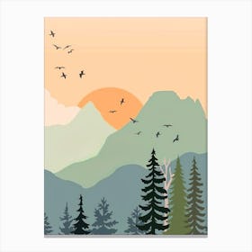 Landscape With Birds In The Sky Canvas Print