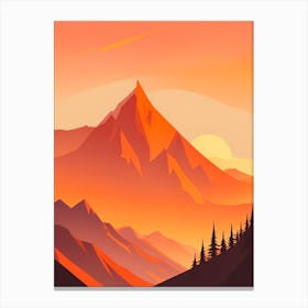 Misty Mountains Vertical Composition In Orange Tone 3 Canvas Print