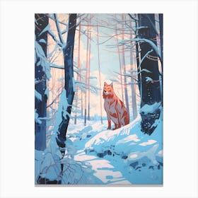 Winter Red Wolf 2 Illustration Canvas Print