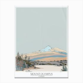 Mount Olympus Cyprus Color Line Drawing 3 Poster Canvas Print