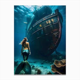 Mermaid Under The Sea-Reimagined 3 Canvas Print