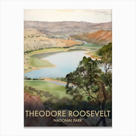 Theodore Roosevelt National Park Watercolour Vintage Travel Poster 1 Canvas Print