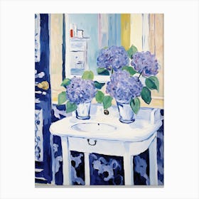 Bathroom Vanity Painting With A Hydrangea Bouquet 4 Canvas Print