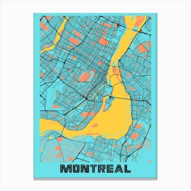 Montreal City Map Canvas Print