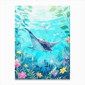 Manta Ray Garden Aquatic Nature Leinwandbild