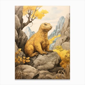 Storybook Animal Watercolour Komodo Dragon Canvas Print