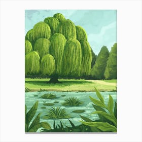 Willow Tree Garden Illustration Canvas Print