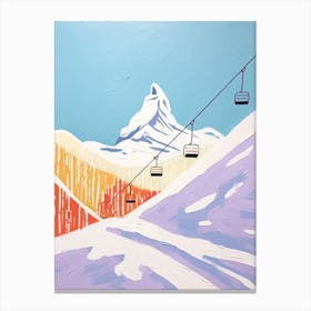 Zermatt   Switzerland, Ski Resort Pastel Colours Illustration 3 Canvas Print