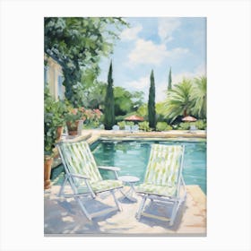 Sun Lounger By The Pool In French Countryside 2 Canvas Print
