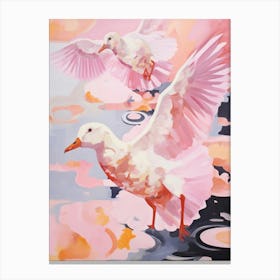Pink Ethereal Bird Painting Coot Canvas Print