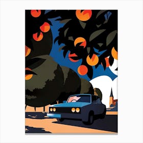 Car In The Orchard Canvas Print