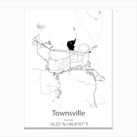 Townsville,Australia Minimalist Map Canvas Print