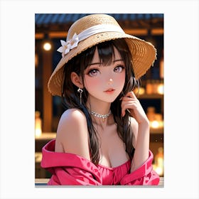 Anime Girl With Hat Canvas Print