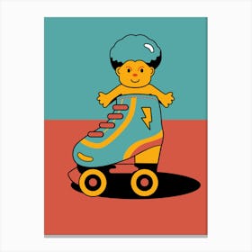 Little Boy On A Roller Skate Canvas Print
