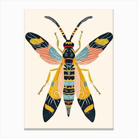 Colourful Insect Illustration Yellowjacket 2 Canvas Print