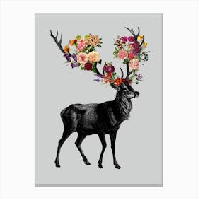 Spring Itself Deer Floral Canvas Print