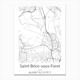 Saint Brice Sous Foret,France Minimalist Map Canvas Print