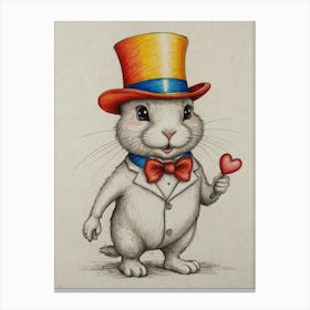 Rabbit In A Top Hat Canvas Print