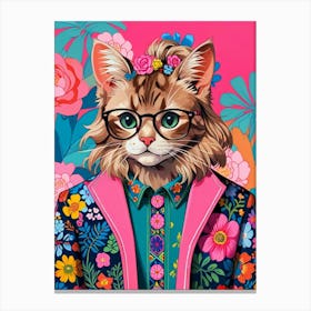 Cat With Glasses Canvas Print