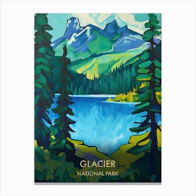 Glacier National Park Travel Poster Matisse Style 4 Canvas Print