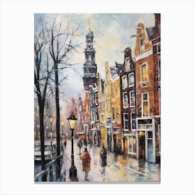 Vintage Winter Painting Amsterdam Netherlands 1 Canvas Print