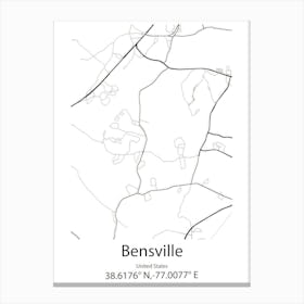 Bensville,United States Minimalist Map Canvas Print