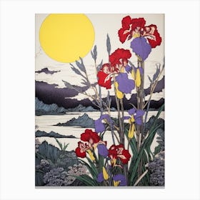 Ayame Japanese Iris 2 Vintage Botanical Woodblock Canvas Print