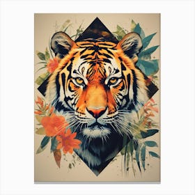 Tiger Art In Collage Art Style 1 Canvas Print