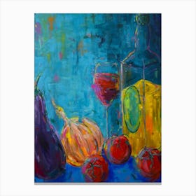 Aubergine, Onion, Red Wine, Tomatoes, Oil Canvas Print