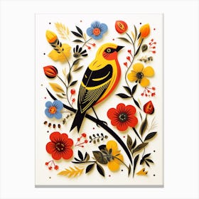 Scandinavian Bird Illustration American Goldfinch 1 Canvas Print