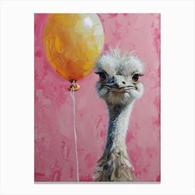 Cute Ostrich 2 With Balloon Canvas Print
