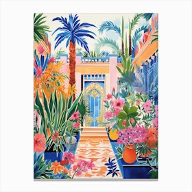 Jardin Majorelle Morocco Modern Blue Illustration 5 Canvas Print