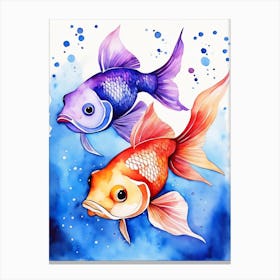 Twin Goldfish Watercolor Painting (20) Canvas Print