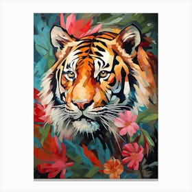 Tiger Art In Collage Art Style 3 Canvas Print