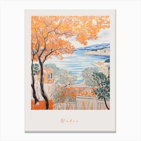 Budva Montenegro Orange Drawing Poster Canvas Print