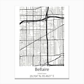 Bellaire,United States Minimalist Map 1 Canvas Print