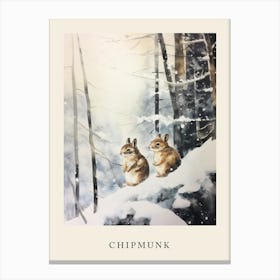 Winter Watercolour Chipmunk 2 Poster Canvas Print