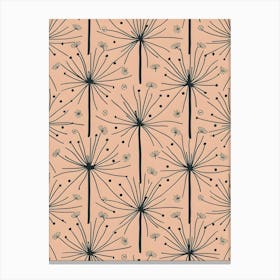 Floating Away: Dandelion Seeds Drifting Away in a Dreamlike Landscape Canvas Print