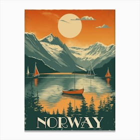 Travel Poster Of Norway Canvas Print