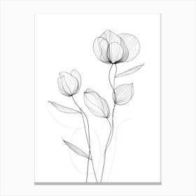 Flowers In Black And White 2 Canvas Print