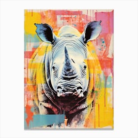 Rhino Pop Art Screen Print Inspired  4 Canvas Print