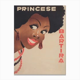 Black Woman Portrait, Princesse Bartira, Vintage Art Canvas Print