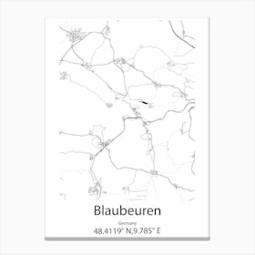 Blaubeuren,Germany Minimalist Map Canvas Print