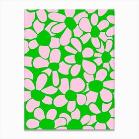 Pink and green abstract flower art print Canvas Print