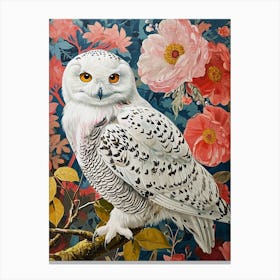 Floral Animal Painting Snowy Owl 1 Canvas Print