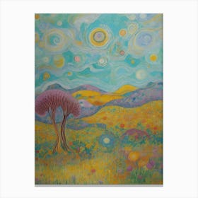 Starry Sky With Trees Canvas Print