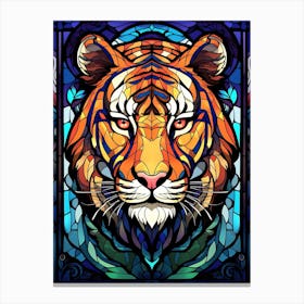 Tiger Art In Stained Glass Art Style 3 Canvas Print